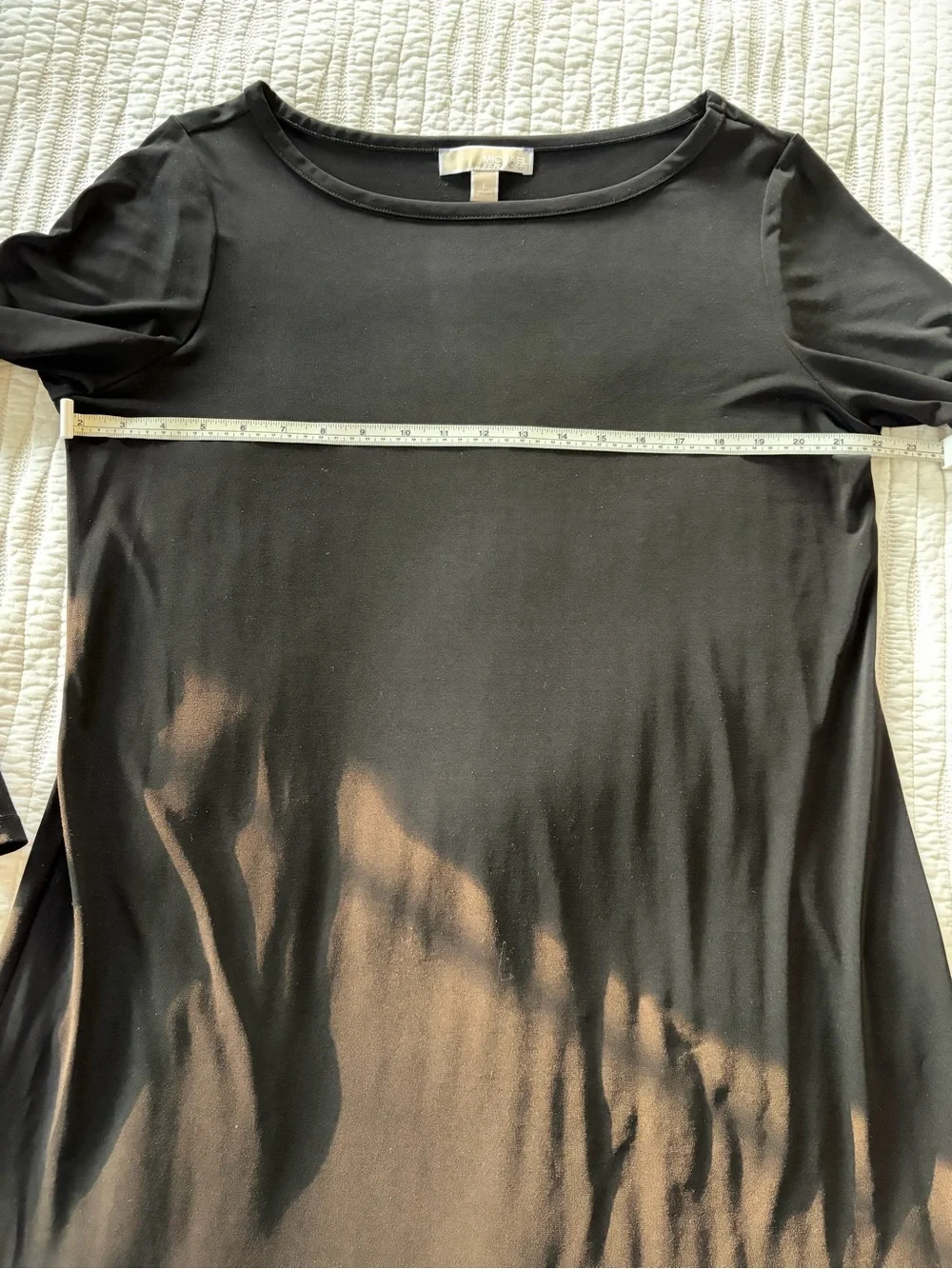 Michael Kors Black Long-Sleeve Shift Dress with Houndstooth Hem